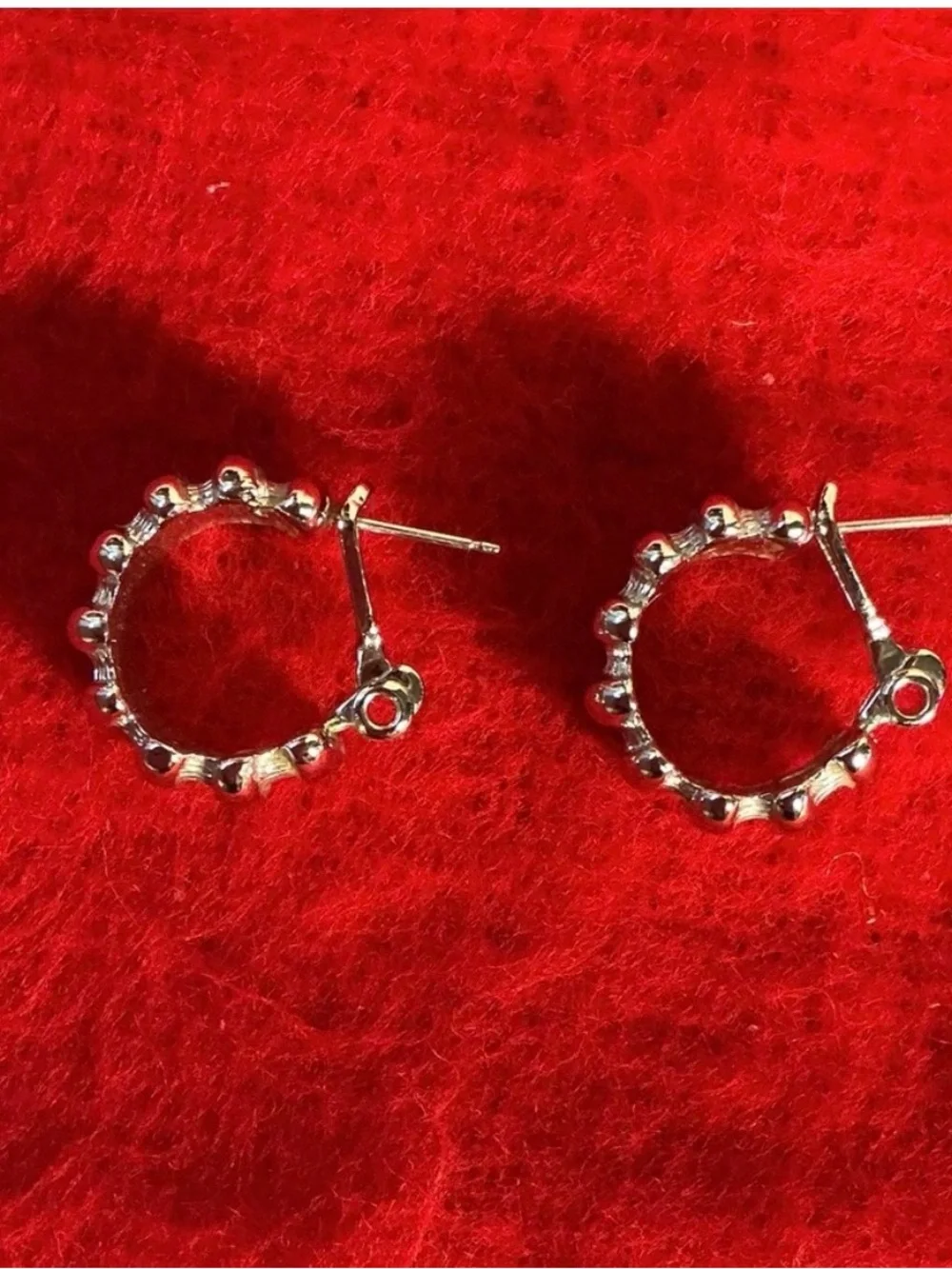 Vintage MONET Silver Tone Ribbed Pierced Post Omega Clip Earrings Pat Pend